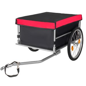 Foldable Bicycle Bike Cargo Trailer with 20'' Wheels, Removable Cover, Folding Frame Quick Release, Bike Cart Bike Wagon Trailer for Luggage, Tools, Groceries. Black+Red Foldable Bicycle Bike Cargo Trailer with 20'' Wheels, Removable Cover, Folding Frame Quick Release, Bike Cart Bike Wagon Trailer for Luggage, Tools, Groceries. Black+Red