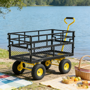 Wagon Cart Garden cart trucks make it easier to transport firewood Yellow+Black Wagon Cart Garden cart trucks make it easier to transport firewood Yellow+Black