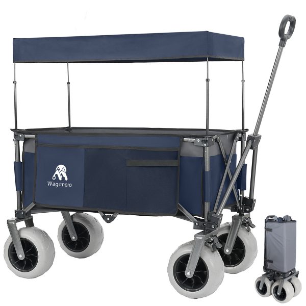 Multi-Functional Pull Folding Wagon Cart with Flexible Handle & Canopy, Heavy Duty Utility Cart with 9"x4" Beach Tires for Camping & Beach, Transport, Groceries, Sports, 480LBS/120L(Blue Gray) Multi-Functional Pull Folding Wagon Cart with Flexible Handle & Canopy, Heavy Duty Utility Cart with 9"x4" Beach Tires for Camping & Beach, Transport, Groceries, Sports, 480LBS/120L(Blue Gray)