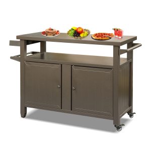 Grill Carts Outdoor Storage Cabinet with Wheels, Metal outdoor grill table Kitchen Dining Table Cooking Prep BBQ Table for Patio, Kitchen Island, Home Party, Bar (Brown) Grill Carts Outdoor Storage Cabinet with Wheels, Metal outdoor grill table Kitchen Dining Table Cooking Prep BBQ Table for Patio, Kitchen Island, Home Party, Bar (Brown)