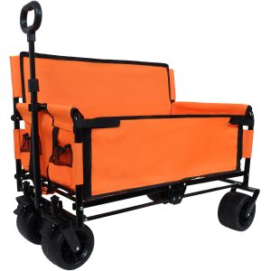 3-in-1 Convertible Folding Wagon Cart with Bench Seat & Storage - 500lbs Heavy-Duty Utility Wagon, 180L Capacity All-Terrain Wheels for Camping, Beach, Sports, Garden, orange 3-in-1 Convertible Folding Wagon Cart with Bench Seat & Storage - 500lbs Heavy-Duty Utility Wagon, 180L Capacity All-Terrain Wheels for Camping, Beach, Sports, Garden, orange