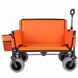 3-in-1 Folding Wagon with Bench Seat – patent protection, Includes 1 ice pack, 500lbs Capacity, 9"x4" Beach Tires for Camping & Beach, orange 3-in-1 Folding Wagon with Bench Seat – patent protection, Includes 1 ice pack, 500lbs Capacity, 9"x4" Beach Tires for Camping & Beach, orange