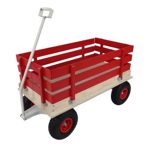 Red Wooden Wagon Cart with Folding Handle, Heavy Duty All-Terrain Kids Wagon for Outdoor, Garden, Camping, Beach & Playtime - Classic Pull-Along Utility Wagon Red Wooden Wagon Cart with Folding Handle, Heavy Duty All-Terrain Kids Wagon for Outdoor, Garden, Camping, Beach & Playtime - Classic Pull-Along Utility Wagon