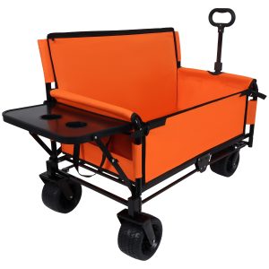 3-in-1 Convertible Folding Wagon Cart with Bench Seat & Rear-Mounted Folding Tabletop - 500lbs Heavy-Duty Utility Wagon, 180L Capacity All-Terrain Wheels for Camping, Beach, Sports, Garden, orange 3-in-1 Convertible Folding Wagon Cart with Bench Seat & Rear-Mounted Folding Tabletop - 500lbs Heavy-Duty Utility Wagon, 180L Capacity All-Terrain Wheels for Camping, Beach, Sports, Garden, orange