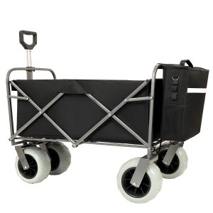 Beach Wagon with Big Wheels for Sand 500lbs capacity - All Terrain Steel Frame Utility Cart with 9" Pneumatic Tires, Collapsible Folding Design ,strap with multiuse bag ,black Beach Wagon with Big Wheels for Sand 500lbs capacity - All Terrain Steel Frame Utility Cart with 9" Pneumatic Tires, Collapsible Folding Design ,strap with multiuse bag ,black