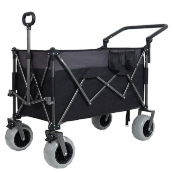 Multi-Functional Push-Pull Folding Wagon Cart with Rotating Handle & 9"x4" Beach Tires for Camping & Beach –300L XL Heavy-Duty, Large Capacity for Transport, Groceries, and Outdoor Use