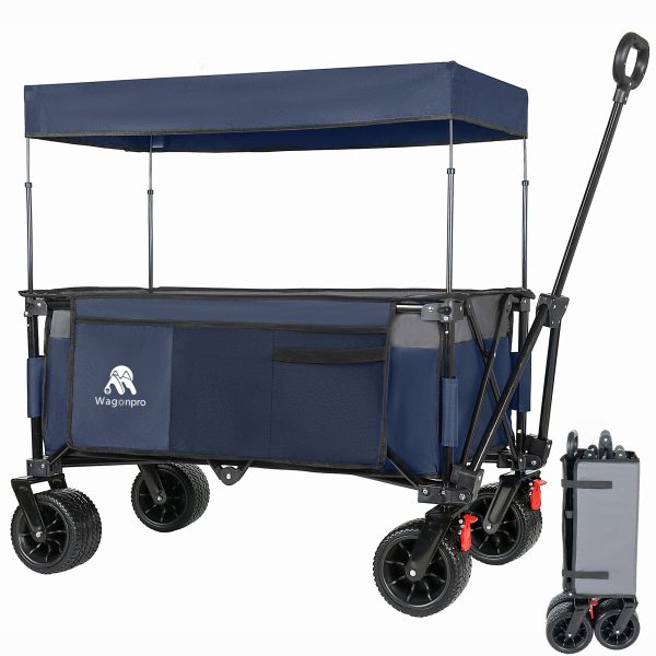 Multi-Functional Pull Folding Wagon Cart with Flexible Handle & Canopy, Heavy Duty Utility Cart with 7"x4" All-Terrain Wheels for Camping, Transport, Groceries, Sports, 480LBS/120L(Blue Gray) Multi-Functional Pull Folding Wagon Cart with Flexible Handle & Canopy, Heavy Duty Utility Cart with 7"x4" All-Terrain Wheels for Camping, Transport, Groceries, Sports, 480LBS/120L(Blue Gray)