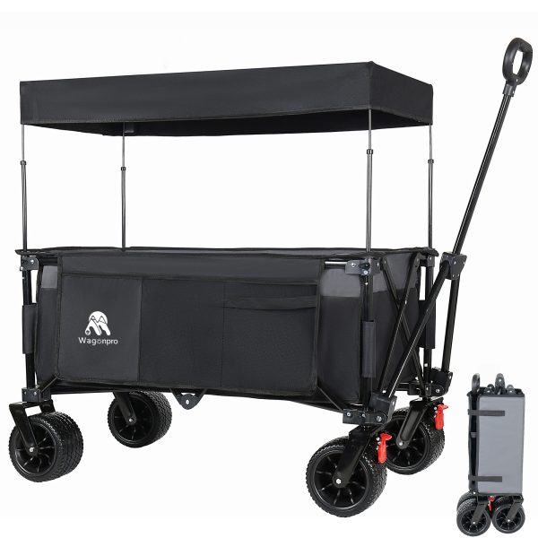 Multi-Functional Pull Folding Wagon Cart with Flexible Handle & Canopy, Heavy Duty Utility Cart with 7"x4" All-Terrain Wheels for Camping, Transport, Groceries, Sports, 480LBS/120L(Black Gray) Multi-Functional Pull Folding Wagon Cart with Flexible Handle & Canopy, Heavy Duty Utility Cart with 7"x4" All-Terrain Wheels for Camping, Transport, Groceries, Sports, 480LBS/120L(Black Gray)