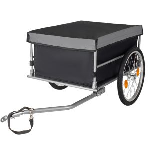 Foldable Bicycle Bike Cargo Trailer with 20'' Wheels, Removable Cover, Folding Frame Quick Release, Bike Cart Bike Wagon Trailer for Luggage, Tools, Groceries. Black+Gray Foldable Bicycle Bike Cargo Trailer with 20'' Wheels, Removable Cover, Folding Frame Quick Release, Bike Cart Bike Wagon Trailer for Luggage, Tools, Groceries. Black+Gray