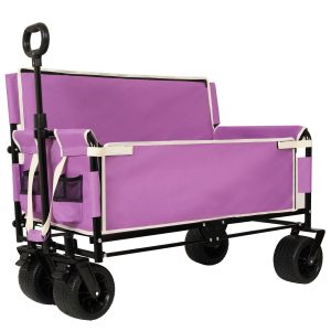 3-in-1 Convertible Folding Wagon Cart with Bench Seat & Storage - 500lbs Heavy-Duty Utility Wagon, 180L Capacity All-Terrain Wheels for Camping, Beach, Sports, Garden, purple 3-in-1 Convertible Folding Wagon Cart with Bench Seat & Storage - 500lbs Heavy-Duty Utility Wagon, 180L Capacity All-Terrain Wheels for Camping, Beach, Sports, Garden, purple