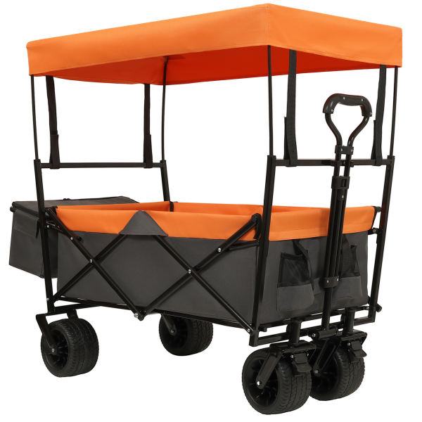 480Lbs Collapsible Wagon with Canopy,Wagon Stroller with 7" All-Terrain Wheels, Lightweight Foldable Wagon, Large Capacity for Camping, Shopping, Sports, and Garden Use,orange with mosquito net 480Lbs Collapsible Wagon with Canopy,Wagon Stroller with 7" All-Terrain Wheels, Lightweight Foldable Wagon, Large Capacity for Camping, Shopping, Sports, and Garden Use,orange with mosquito net