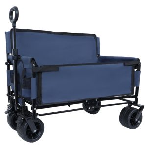 3-in-1 Convertible Folding Wagon Cart with Bench Seat & Storage - 500lbs Heavy-Duty Utility Wagon, 180L Capacity All-Terrain Wheels for Camping, Beach, Sports, Garden, dark blue 3-in-1 Convertible Folding Wagon Cart with Bench Seat & Storage - 500lbs Heavy-Duty Utility Wagon, 180L Capacity All-Terrain Wheels for Camping, Beach, Sports, Garden, dark blue