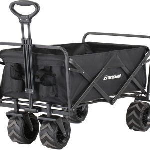 Heavy Duty 350 Lbs Capacity Collapsible Wagon, Outdoor Folding Camping Wagons, Grocery Portable Utility Cart, Adjustable Rolling Carts, All Terrain Sports Wagon with Big Wheels by Boahaus Heavy Duty 350 Lbs Capacity Collapsible Wagon, Outdoor Folding Camping Wagons, Grocery Portable Utility Cart, Adjustable Rolling Carts, All Terrain Sports Wagon with Big Wheels by Boahaus