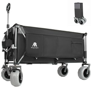 52-inch Extended Heavy-Duty Foldable Utility Wagon, 560lbs, Patented Ultra-Stable Frame, 1:6 Space-Saving Fold, Portable and Collapsible for Beach, Sports, and Garden Use, Black+Gray 52-inch Extended Heavy-Duty Foldable Utility Wagon, 560lbs, Patented Ultra-Stable Frame, 1:6 Space-Saving Fold, Portable and Collapsible for Beach, Sports, and Garden Use, Black+Gray