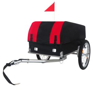Heavy-Duty Bike Cargo Trailer with Removable Waterproof Cover – 88 lbs Capacity, 16" All-Terrain Wheels & Foldable Design for Camping, Groceries red black Heavy-Duty Bike Cargo Trailer with Removable Waterproof Cover – 88 lbs Capacity, 16" All-Terrain Wheels & Foldable Design for Camping, Groceries red black