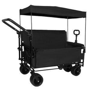 3-in-1 Folding Wagon Cart with Bench Seat & Canopy & Storage, 500lbs Heavy-Duty, 180L Capacity, All-Terrain Wagon for Camping, Beach, Sports, & Garden, Black 3-in-1 Folding Wagon Cart with Bench Seat & Canopy & Storage, 500lbs Heavy-Duty, 180L Capacity, All-Terrain Wagon for Camping, Beach, Sports, & Garden, Black