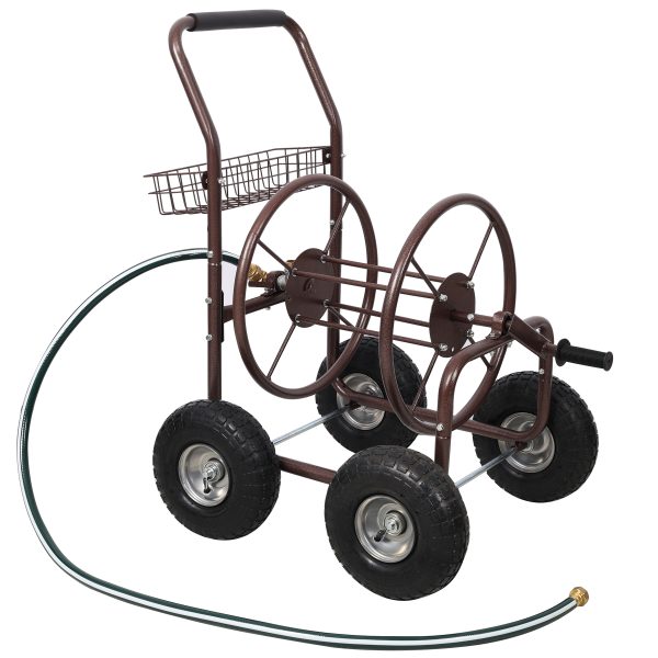 Expressions Metal Hose Reel Cart with Wheels - Heavy Duty Hose Caddie - 250 Ft Hose Capacity