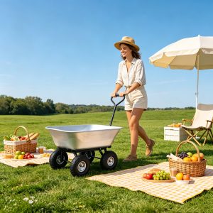 Folding car Poly Garden dump truck with steel frame, 10 inches. Pneumatic tire, 300 lb capacity body 55L silver Folding car Poly Garden dump truck with steel frame, 10 inches. Pneumatic tire, 300 lb capacity body 55L silver