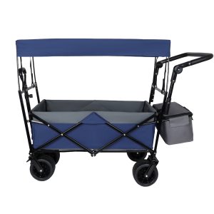 With Push Handle, 480Lbs Collapsible Wagon with Canopy, Wagon cart with 7" All-Terrain Wheels, Lightweight Foldable Wagon, Large Capacity for Camping, Shopping, Sports, and Garden Use, dark blue With Push Handle, 480Lbs Collapsible Wagon with Canopy, Wagon cart with 7" All-Terrain Wheels, Lightweight Foldable Wagon, Large Capacity for Camping, Shopping, Sports, and Garden Use, dark blue