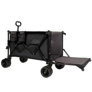 Foldable Wagon with Extended Tailgate, Extra Long Extender Wagon Cart,Beach Wagon Cart Heavy Duty 480LBS with Large All-Terrain Beach Wheels, Black- Gray Foldable Wagon with Extended Tailgate, Extra Long Extender Wagon Cart,Beach Wagon Cart Heavy Duty 480LBS with Large All-Terrain Beach Wheels, Black- Gray