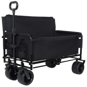 3-in-1 Convertible Folding Wagon Cart with Bench Seat & Storage - 500lbs Heavy-Duty Utility Wagon, 180L Capacity All-Terrain Wheels for Camping, Beach, Sports, Garden, black 3-in-1 Convertible Folding Wagon Cart with Bench Seat & Storage - 500lbs Heavy-Duty Utility Wagon, 180L Capacity All-Terrain Wheels for Camping, Beach, Sports, Garden, black