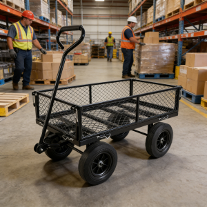 (Black solid wheels wagon cart) Solid wheels Tools cart Wagon Cart Garden cart trucks make it easier to transport firewood (Black solid wheels wagon cart) Solid wheels Tools cart Wagon Cart Garden cart trucks make it easier to transport firewood