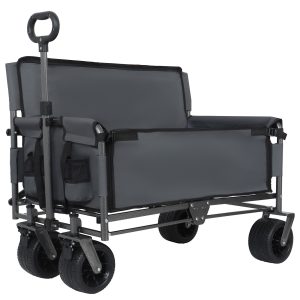 3-in-1 Convertible Folding Wagon Cart with Bench Seat & Storage - 500lbs Heavy-Duty Utility Wagon, 180L Capacity All-Terrain Wheels for Camping, Beach, Sports, Garden, gray 3-in-1 Convertible Folding Wagon Cart with Bench Seat & Storage - 500lbs Heavy-Duty Utility Wagon, 180L Capacity All-Terrain Wheels for Camping, Beach, Sports, Garden, gray