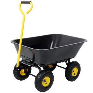 Metal Dumping Cart, 600lb Garden Cart Utility Yard Cart, Black Metal Large Bed,10 Inch Tires, for Lawn, Gardening, Construction Metal Dumping Cart, 600lb Garden Cart Utility Yard Cart, Black Metal Large Bed,10 Inch Tires, for Lawn, Gardening, Construction