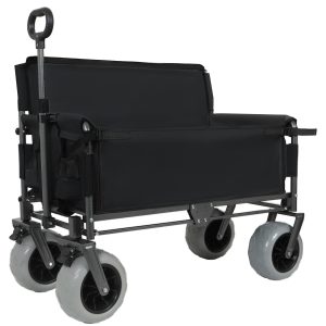 Folding Wagon with Bench Seat & 500 lbs Capacity-3-in-1 Collapsible Utility Cart with All-Terrain Beach Tires for Camping, Beach, Groceries, Outdoor, Black Folding Wagon with Bench Seat & 500 lbs Capacity-3-in-1 Collapsible Utility Cart with All-Terrain Beach Tires for Camping, Beach, Groceries, Outdoor, Black