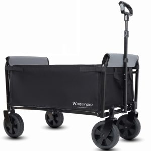 All-in-One Convertible Folding 4-Wheel Trolley with Bench Seat and Dog Leash - Heavy Duty Foldable Utility Trolley for Camping, Beach, Shopping - Versatile Seating and Storage Space, Black/Gray All-in-One Convertible Folding 4-Wheel Trolley with Bench Seat and Dog Leash - Heavy Duty Foldable Utility Trolley for Camping, Beach, Shopping - Versatile Seating and Storage Space, Black/Gray