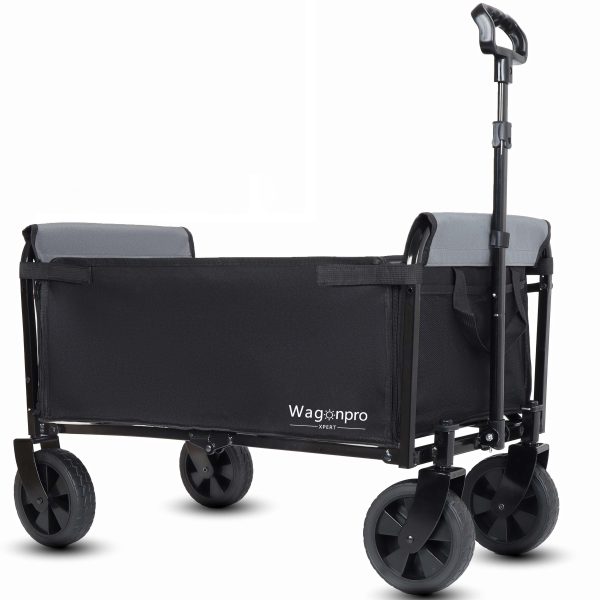 All-in-One Convertible Folding 4-Wheel Trolley with Bench Seat and Dog Leash - Heavy Duty Foldable Utility Trolley for Camping, Beach, Shopping - Versatile Seating and Storage Space, Black/Gray All-in-One Convertible Folding 4-Wheel Trolley with Bench Seat and Dog Leash - Heavy Duty Foldable Utility Trolley for Camping, Beach, Shopping - Versatile Seating and Storage Space, Black/Gray