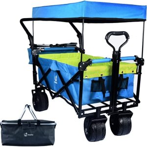 Collapsible Wagon 140L Wagons Carts Foldable with Removable Canopy, Folding Wagon Cart with Wheels for All-Terrain with Brake, Foldable Wagon with Cooler Bag, for Camping Beach Shopping Collapsible Wagon 140L Wagons Carts Foldable with Removable Canopy, Folding Wagon Cart with Wheels for All-Terrain with Brake, Foldable Wagon with Cooler Bag, for Camping Beach Shopping