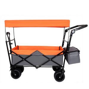 With Push Handle, 480Lbs Collapsible Wagon with Canopy, Wagon cart with 7" All-Terrain Wheels, Lightweight Foldable Wagon, Large Capacity for Camping, Shopping, Sports, and Garden Use, orange With Push Handle, 480Lbs Collapsible Wagon with Canopy, Wagon cart with 7" All-Terrain Wheels, Lightweight Foldable Wagon, Large Capacity for Camping, Shopping, Sports, and Garden Use, orange
