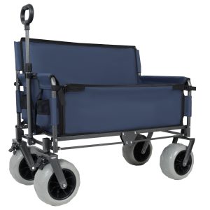 3-in-1 Folding Wagon with Bench Seat – 500lbs Capacity, 9"x4" Beach Tires for Camping & Beach, dark blue 3-in-1 Folding Wagon with Bench Seat – 500lbs Capacity, 9"x4" Beach Tires for Camping & Beach, dark blue