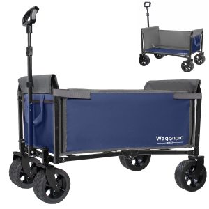 Upgraded 5*2" Wide Wheels, All-in-One Convertible Folding Trolley with Full-Side Opening & Dog Leash, Versatile Seating & Storage, 220Lbs Capacity for Camping, Beach, Shopping, Dark blue Upgraded 5*2" Wide Wheels, All-in-One Convertible Folding Trolley with Full-Side Opening & Dog Leash, Versatile Seating & Storage, 220Lbs Capacity for Camping, Beach, Shopping, Dark blue